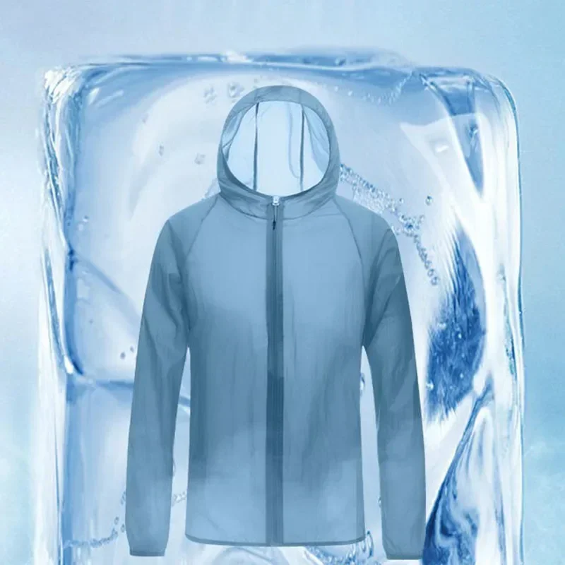 

Men Summer Thin Sun Protection Jacket Outdoor Zipper Hooded Loose Casual Outerwear UV-proof Breathable Quick Dry Cycling Coats