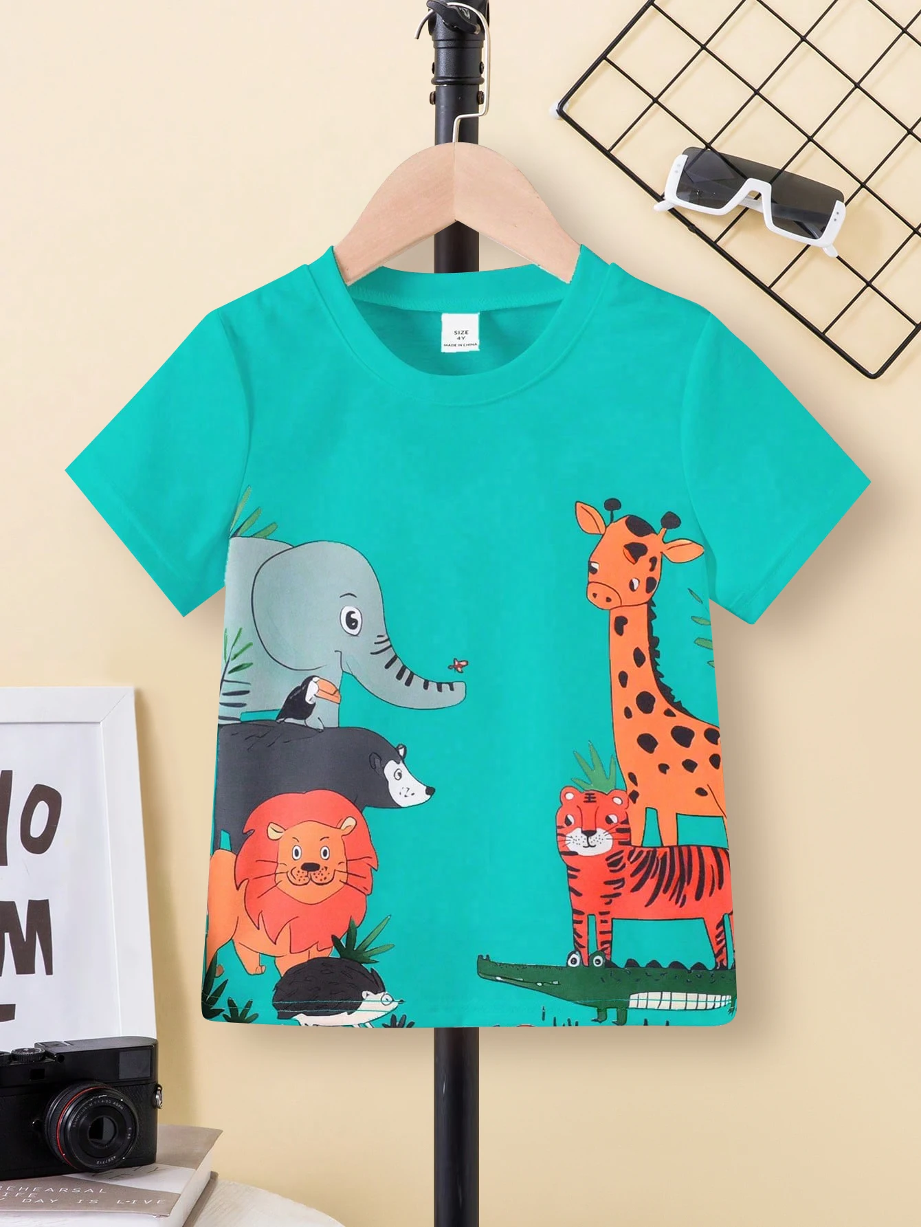 Summer Boys T-Shirt Short Sleeve Cartoon Animal Top Fashion Children's Clothing 4-7Y