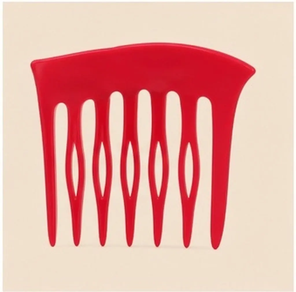 French Hair Side Comb 7 Tooth Acrylic Retro Floral Printed U Shaped Hair Fork Updo Twist Comb Red Acrylic U-Shaped Hairpin
