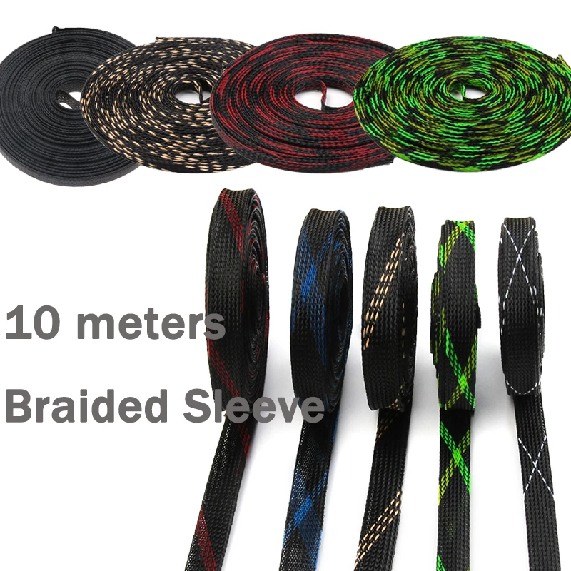 

10M PET Expandable 4/6/8/10/12/15/20/25mm Cable Sleeves Insulation Braided Sleeve Wire Gland Cables Spiral Wrapping Protection