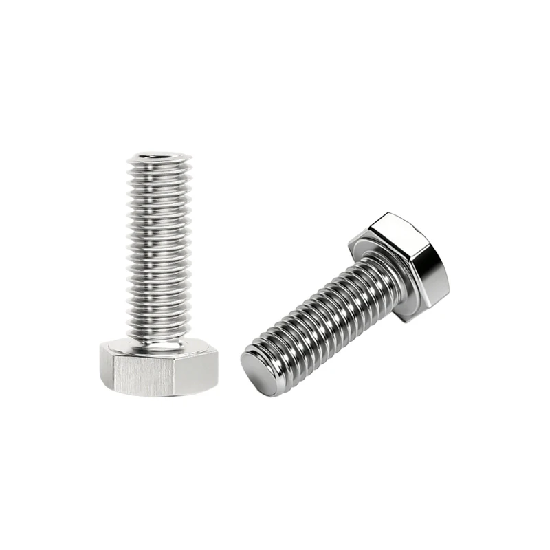 304 Stainless Steel A2-70 DIN933 Hexagon Head Bolts Full Thread Metric Fasteners M3 M4 M5 M6 M8 M10 M12