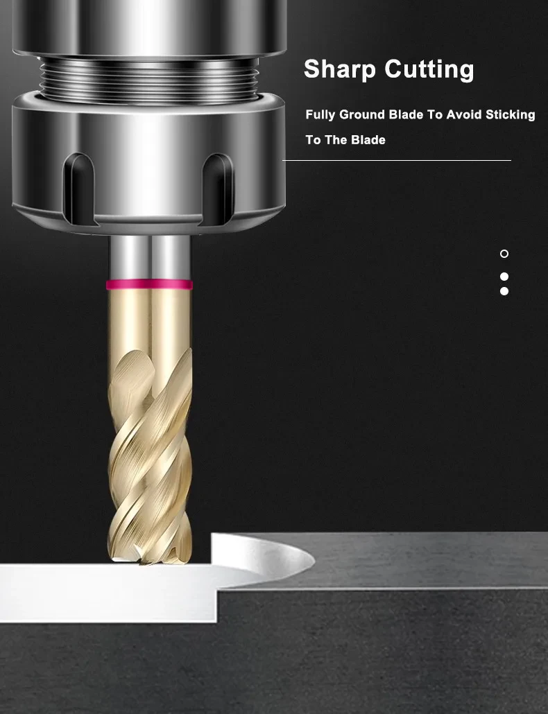 AZZKOR 4F Hartmetall-Fräser aus Wolframstahl, Titanlegierung, ungleichmäßig geteilte Schneide, Rundfräser, CNC-Bearbeitungszentrum – Detail 3