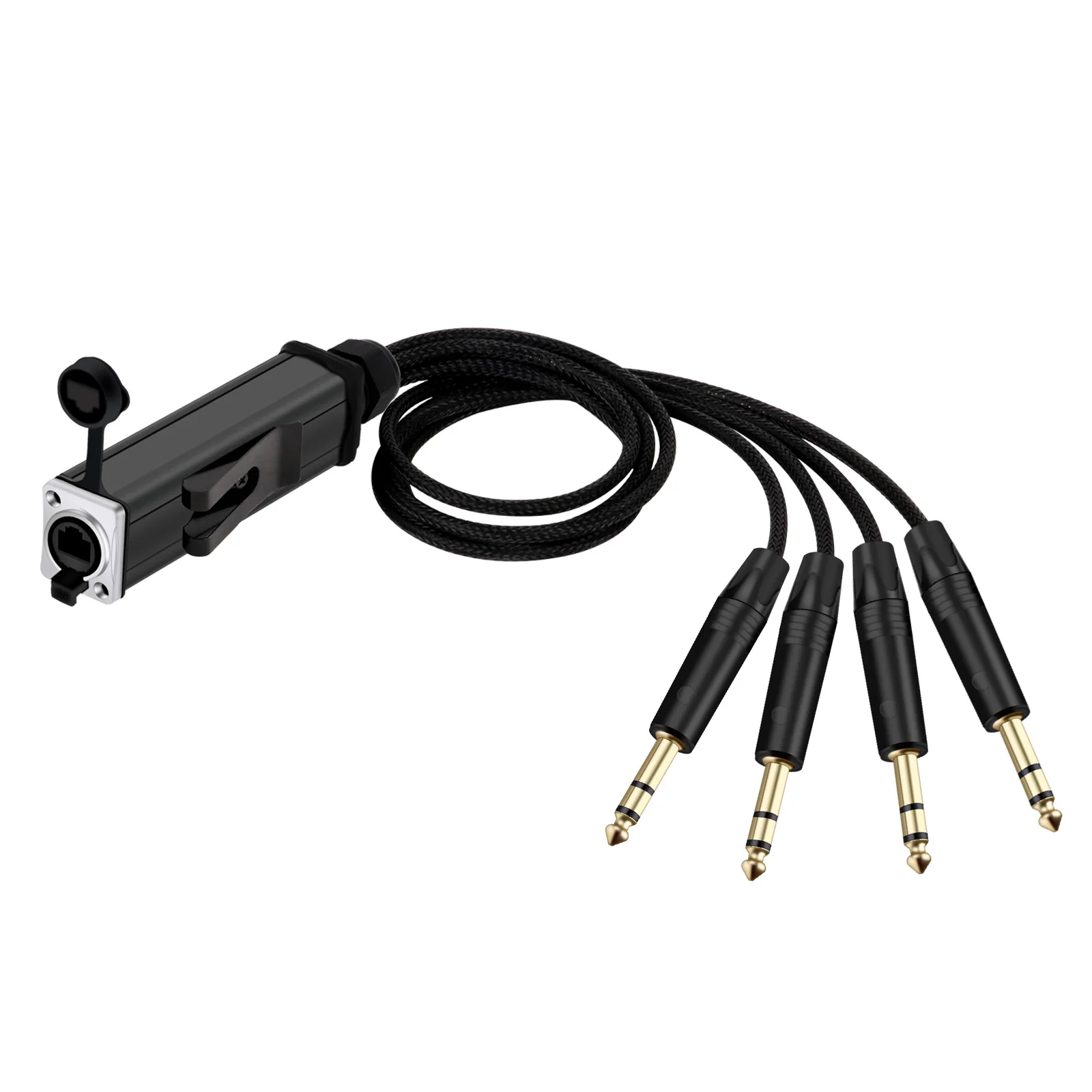 RJ45 Shielded Female to 4 Channel 6.35 Stereo Snake Cable to CAT5 Network Ethercon Cable for Stage and Recording Studio 0.5M-10M