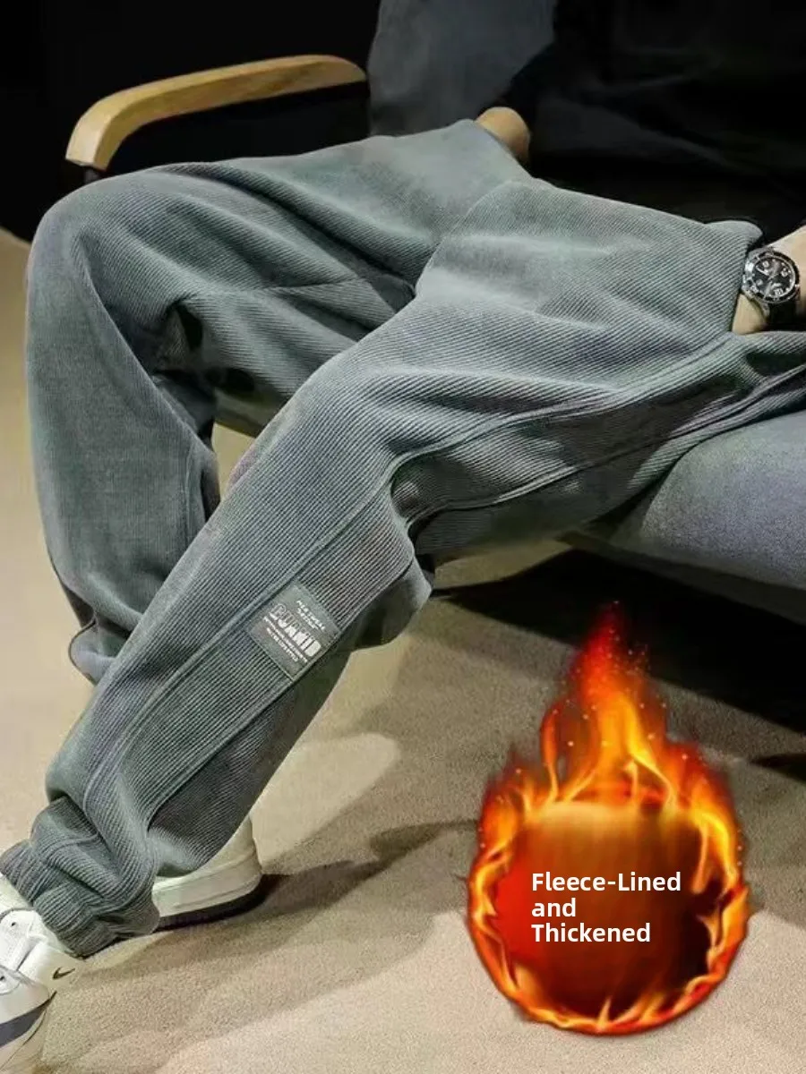 

Corduroy Men's Pants Autumn Winter Loose Youth Versatile Sports Casual Trousers Hong Kong Sle Cuffed Pants CleanFit Sle