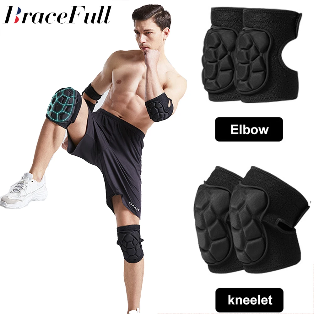 AliExpress BRACEFULL 1Pair Breathable Anti-slip Elbow Knee Pads Mountain Bike Cycling Protection Dancing Knee Brace Support MTB Knee Protector Ride