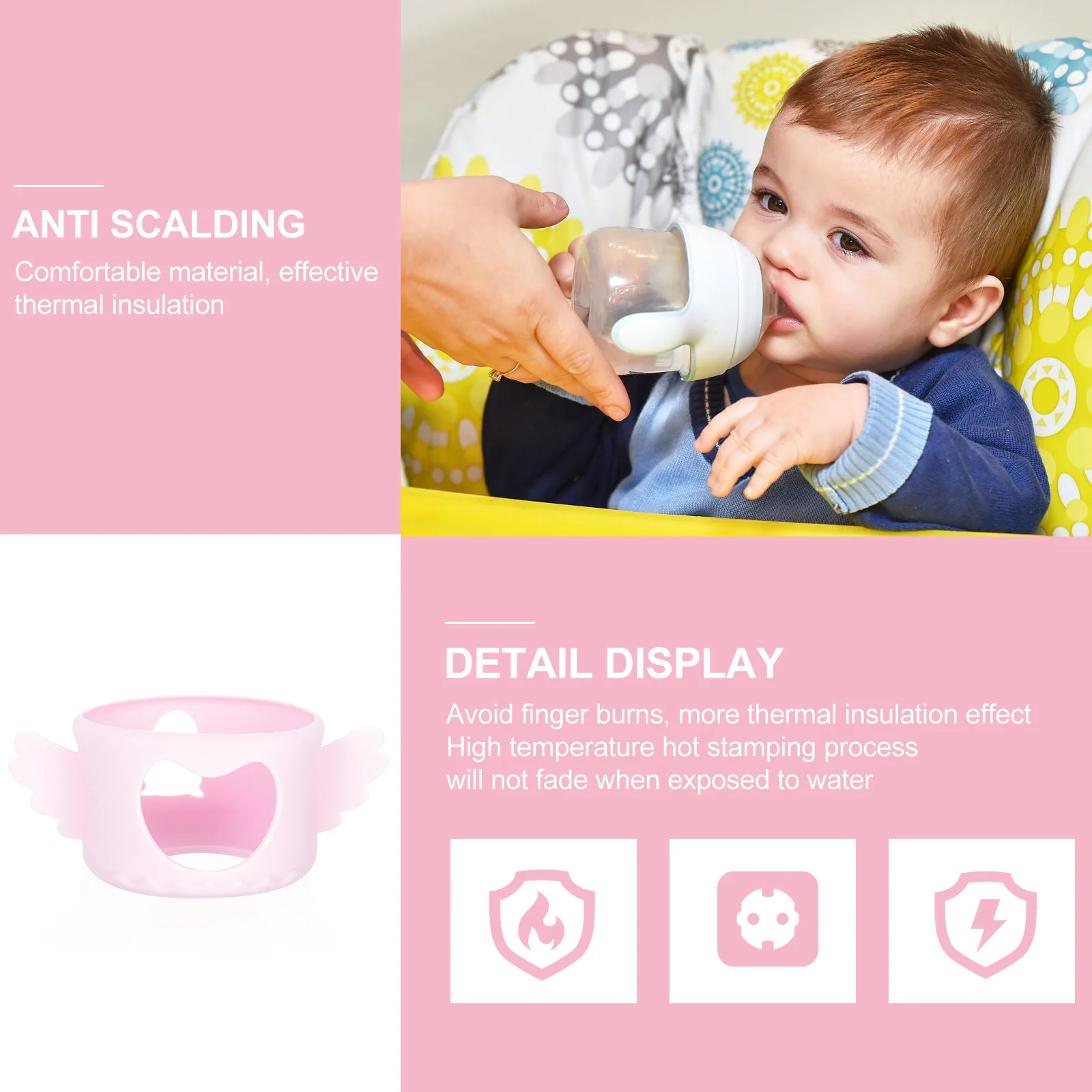 

Silicone Baby Bottle Cover Sleeve Durable Wear Resistant Stylish Safe Use Healthy Material Gift Baby Bottle Sleeve