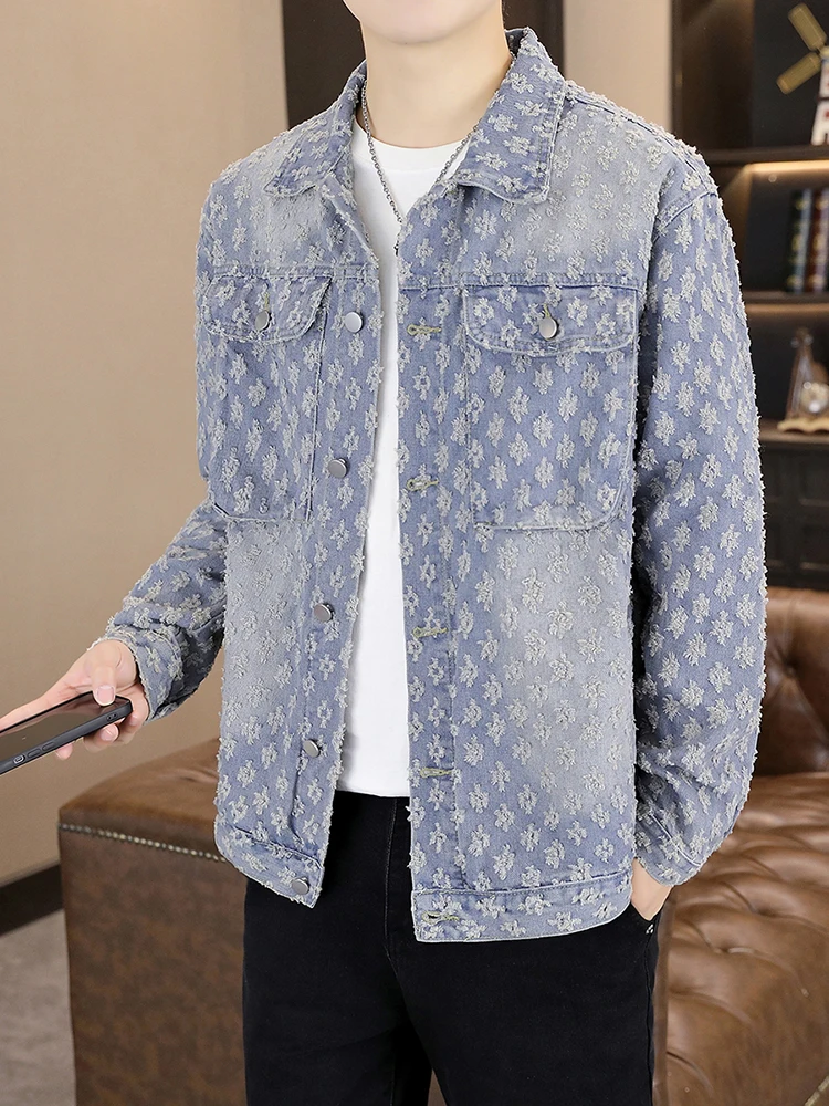 

Джинсовая куртка с талией в стиле ретро, мужская свободная повседневная винтажная верхняя одежда на весну и осень, молодежное ветрозащитное длинное пальто све