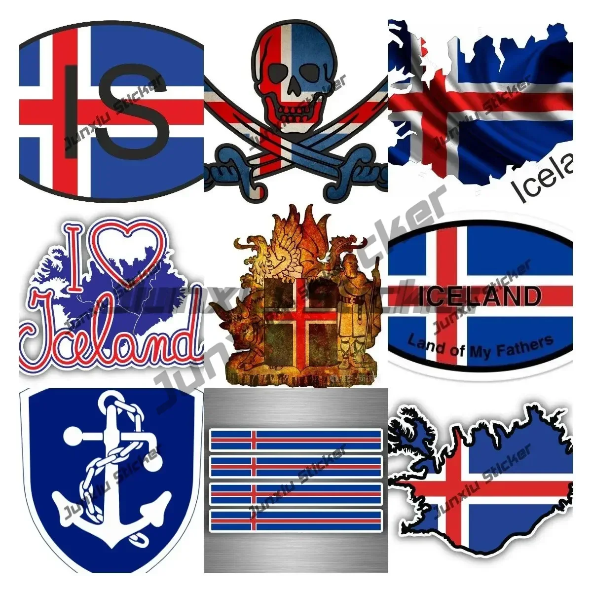 Iceland Coat of Arms Sticker Iceland Reykjavik Seal Sticker Round Flag Gay Rainbow Map Laptop Book Fridge Occlusion Scratch
