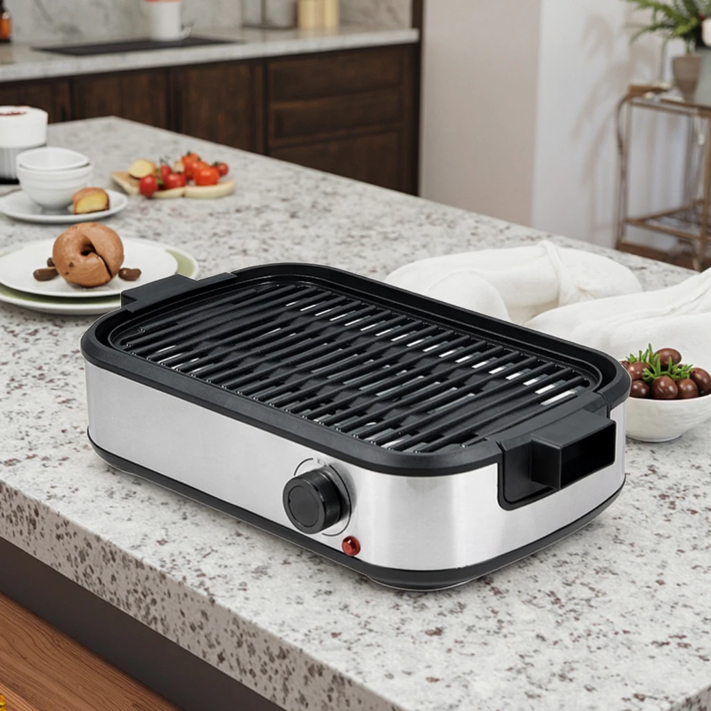 Electric Smokeless BBQ Grill Pan Easy Clean 1800W Smokeless Grill With NTC Temperature Control 80-230C Range Indoor Use