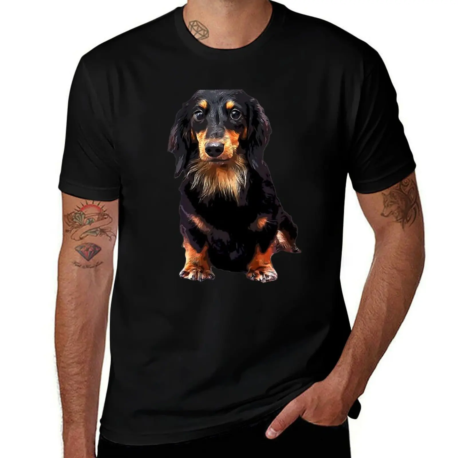 

Mini Dachshund Long Haired Black and Tan Miniature T-Shirt g man t shirts for men man graphic t shirt man tshirt T-Shirt