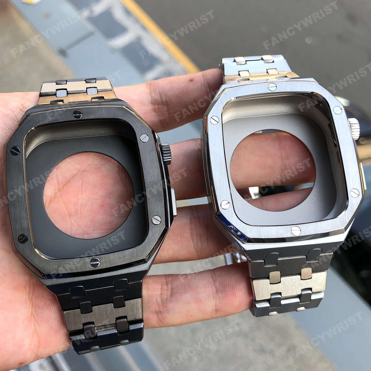 Luxury Refit Mod kit Bezel Case Band For Apple Watch Series 8 7 45mm 6 5 4 SE 44mm Modification Kit Metal steel Band For iWatch