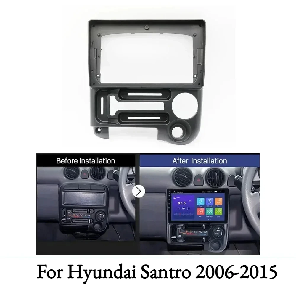 

9-дюймовая автомобильная аудиорамка для Hyundai Santro 2006-2015 гг. | 2-диночный адаптер для приборной панели с большим экраном | Установка DVD-плеера