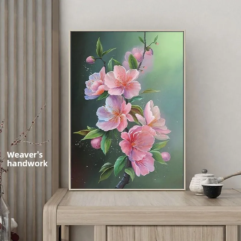 

New Chinese Sle Cross Stitch Peach Blossom Pattern Living Room Dining Room lway Beautiful Floral Cartoon DIY Diamond Sti...