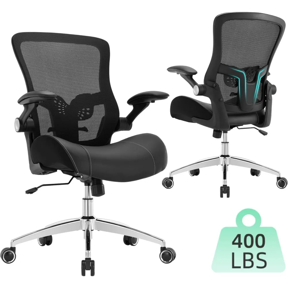 Cadeira de escritório Cadeira de mesa ergonômica-400lbs grande e alta resistente, ampla e macia almofada de espuma de modelagem 3D cadeira de mesa de escritório em casa