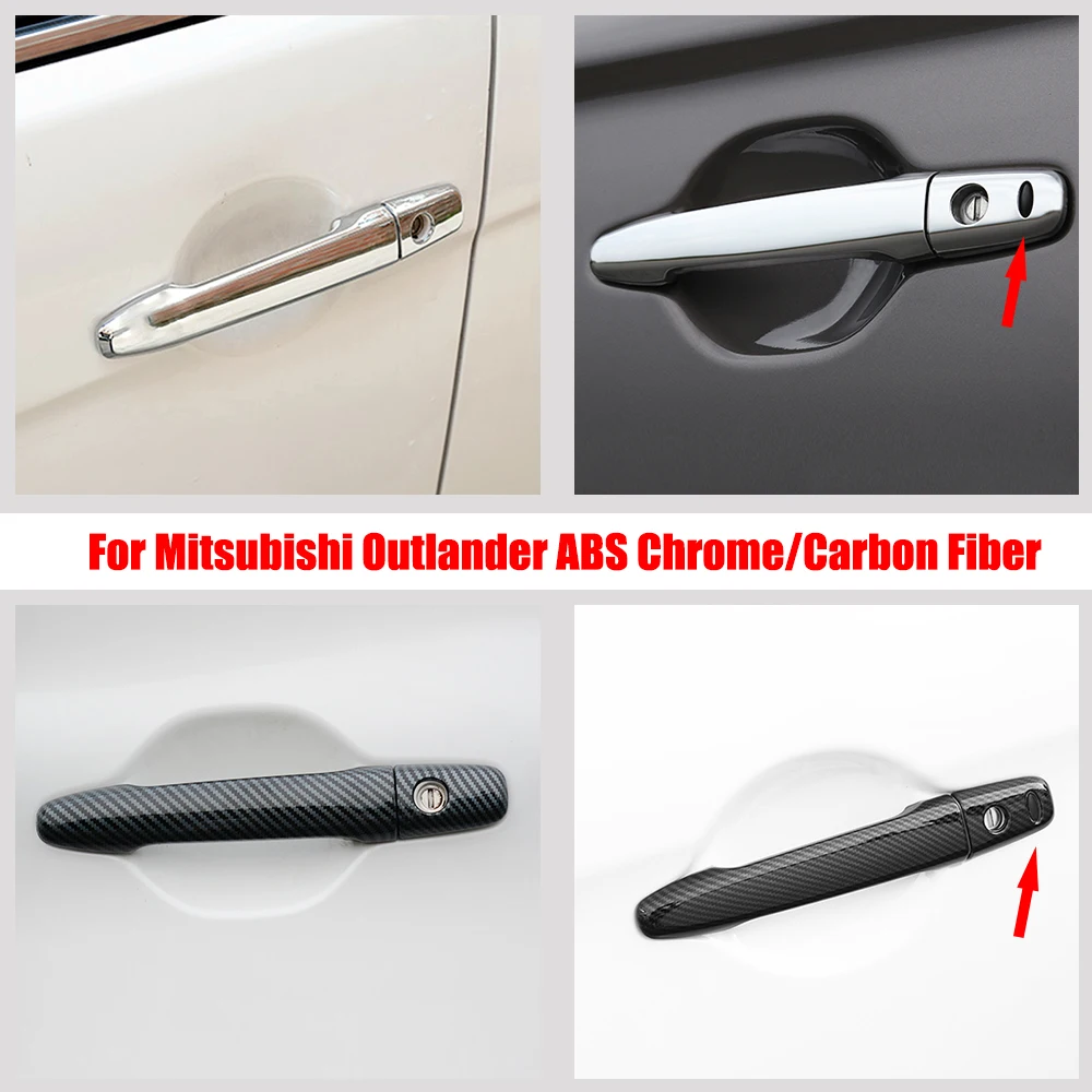 

For Mitsubishi Outlander Accessories 2013-2016 2017 ABS Chrome/Carbon Car door protector Handle Decoration Cover Trim Sticker