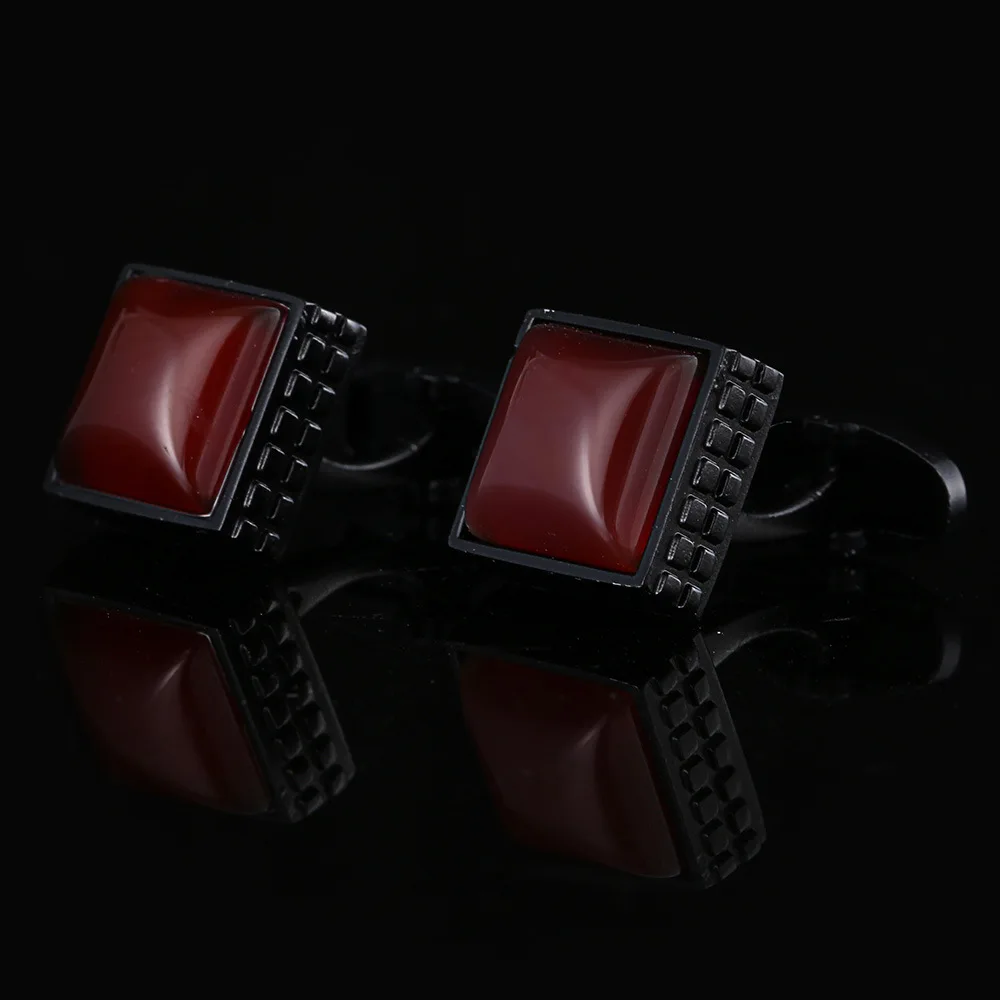 Vintage Black Red Stone Cufflinks Men Formal French Cuff Links Business Wedding Dress Jewelry