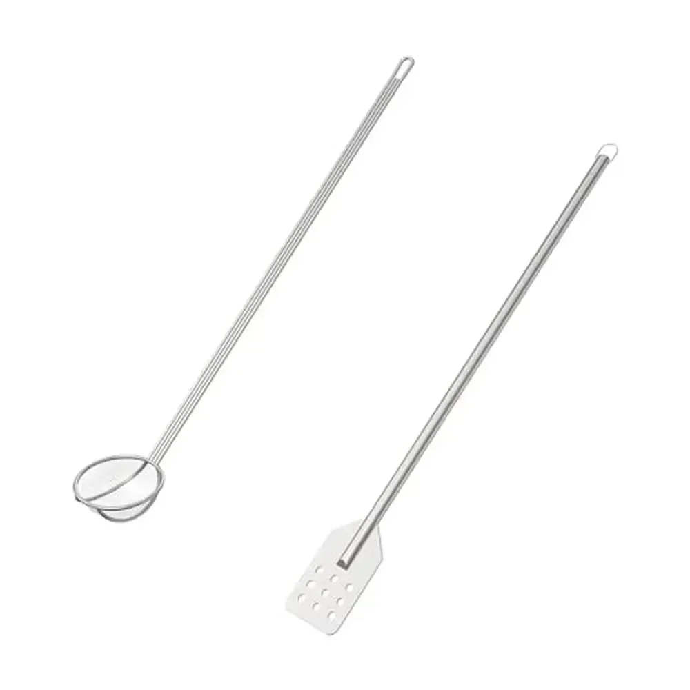 

42-дюймовая лопатка для смешивания из нержавеющей стали и 40-дюймовый длинный сетчатый скиммер для идеальных вечеринок Cajun для кипячения и приготовления пищи на открытом воздухе