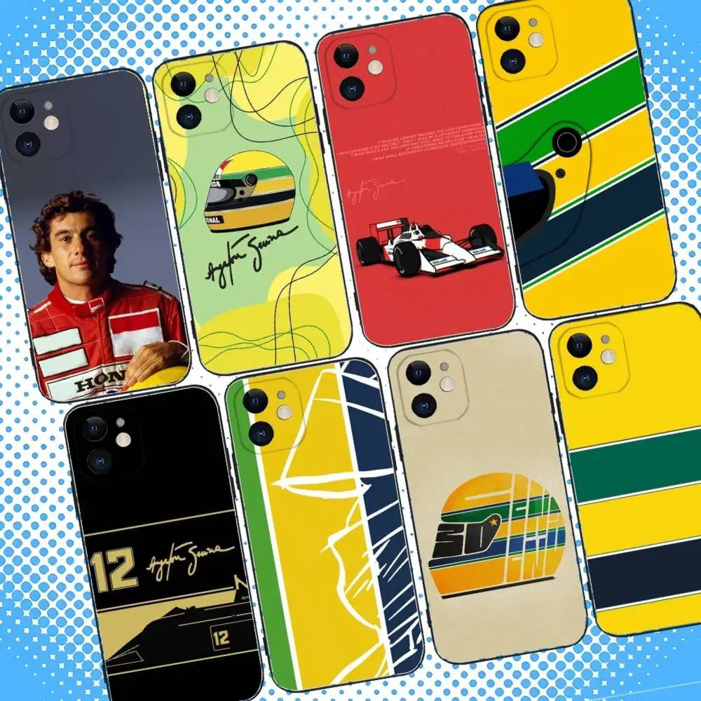 

Formula 1 Racing AyrtonS Senna Phone Case For iPhone 16,15,14,13,12,11,Pro,Max,Plus,X,XS,XR,SE,8,7,Mini,Soft Silicone Black Case