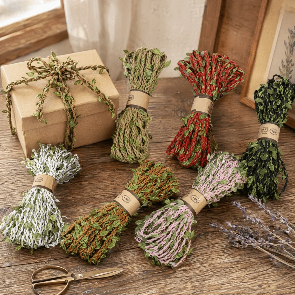 Home Decor Design - Vintage Vine Style Burlap Leaf Ribbon