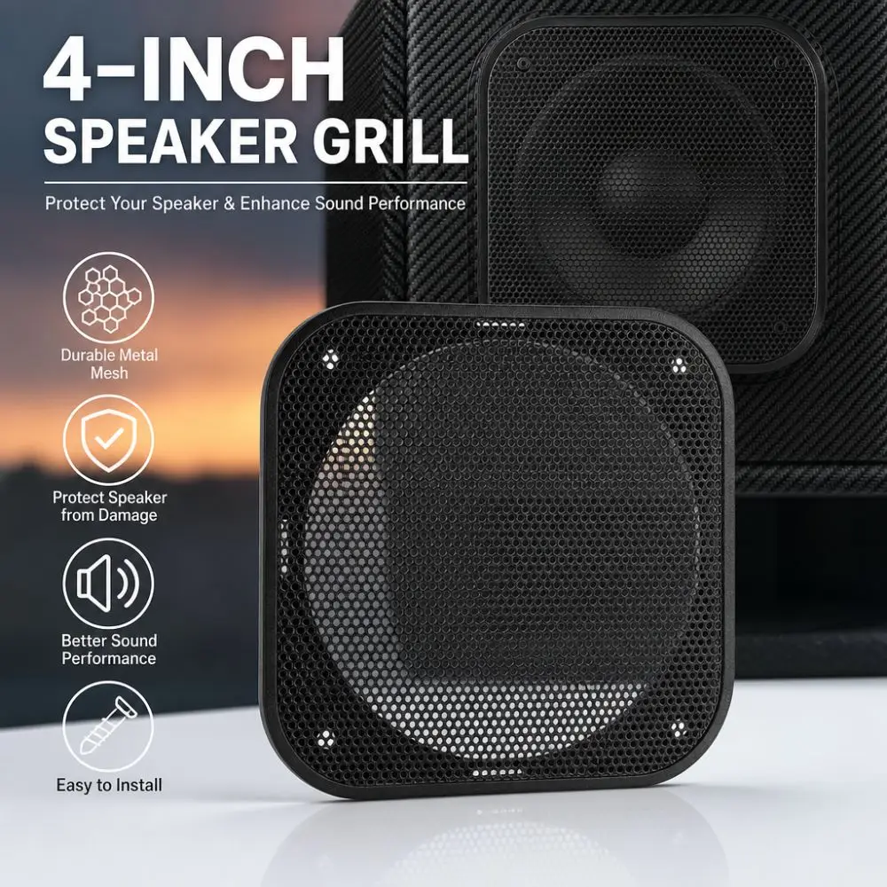 Easy Install 4 Inch Speaker Grill Cover Square Metal Mesh Speaker Protective Cover With Screws Speaker Frame
