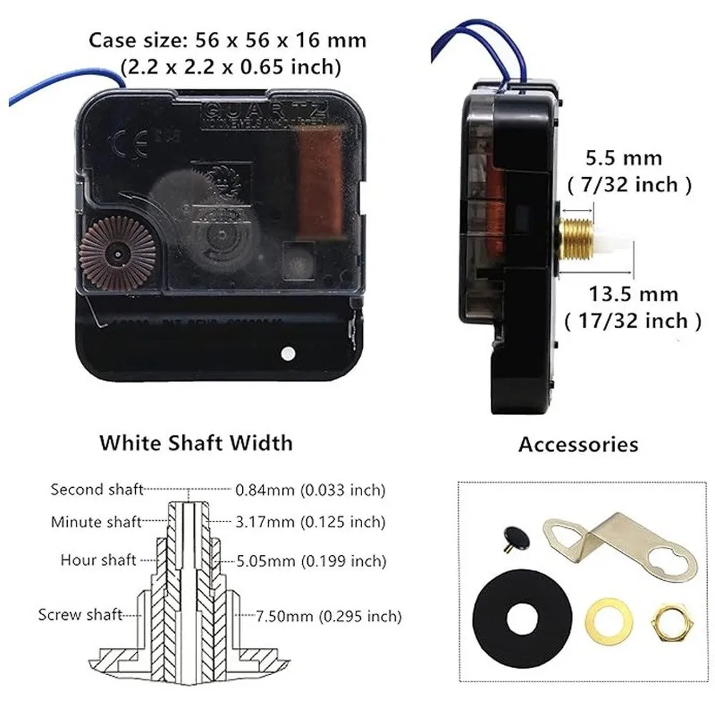 DIY Quartz Clock Movement Kit for Wooden Wall Clocks Electric Box Clocks and Art Clock Projects with 56mm 16mm Sizes