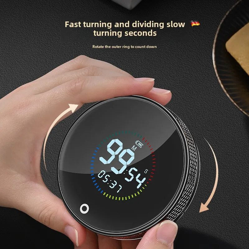 USB Rechargeable Rotary Timer Electronic Timer Magnetic Kitchen Baking Student Time Countdown Manager
