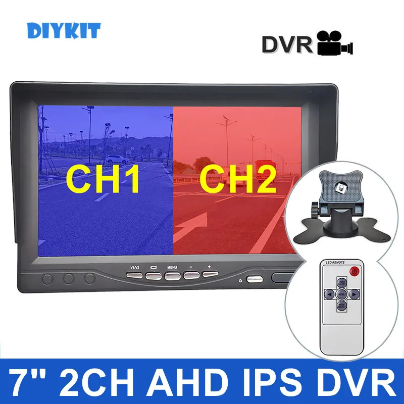 

DIYKIT 7inch AHD IPS Rear View Car Monitor Support CVBS 720P 1080P AHD Camera Support Video Recording Diaplay Two Cameras Image