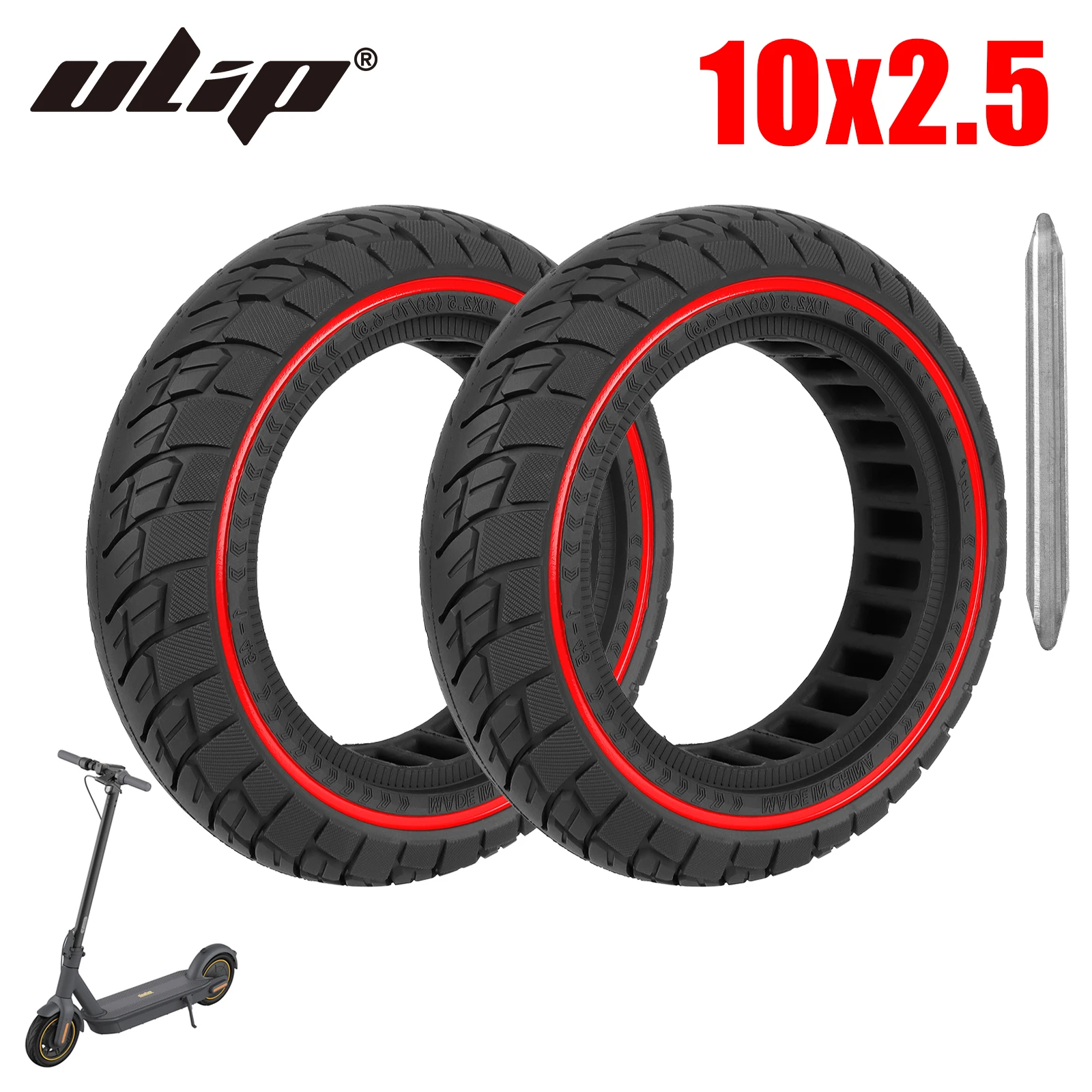 

2Pcs 10x2.5 Off-road Solid Tire For Ninebot Max G30 G30D G30LP G30E Scooter 10 Inch 60/70-6.5 puncture proof Tubeless Tyre Parts