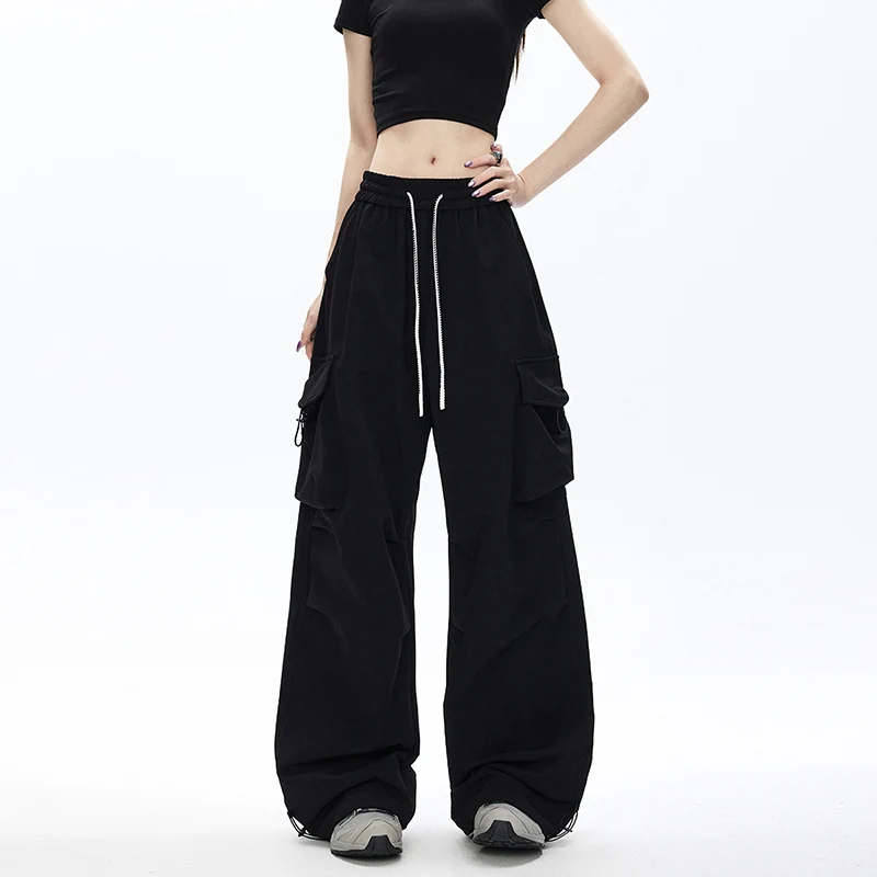 

Four Season Windproof Breathable Casual and Versatile Floor Length Wide Leg Pants for Women Fashionable and Trendy Couple Pants