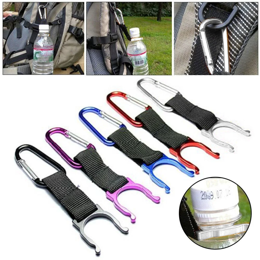 5Pcs Water Bottle Clip Hanging Buckle Carabiner Water Bottle Holder with D-Ring Hook For Outdoor Camping Hiking Traveling