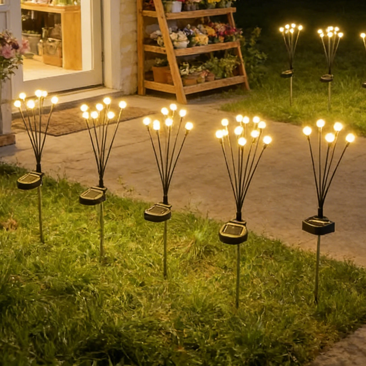 

2pc Solar Firefly Swaying Lights, Warm White LED Stake Lamps for Garden, Pathway, Yard Decor
