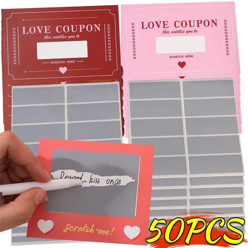 

Scratch Off Cards DIY Secret Message Cards Valentine Gift Card Scratching Paper Coupons Anniversary Wedding Party Games Ticket