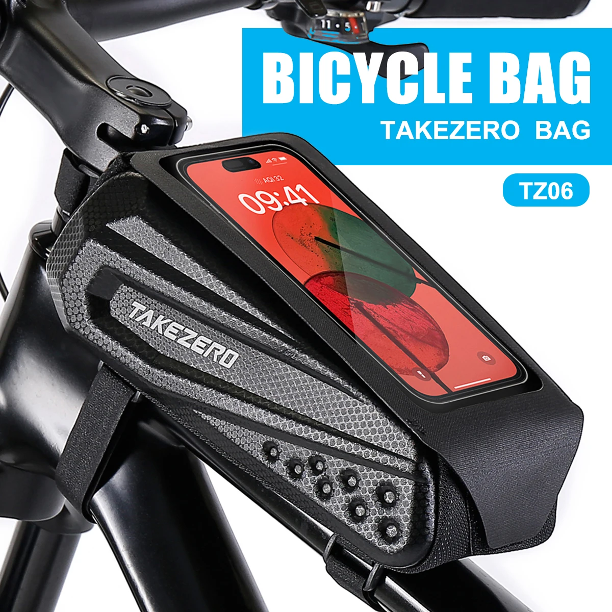 

TAKEZERO Bike Phone Bag Touch Screen Waterproof EVA Hard Shell Top Tube Front Frame Pouch MTB Road Bicycle Cycling Accessories