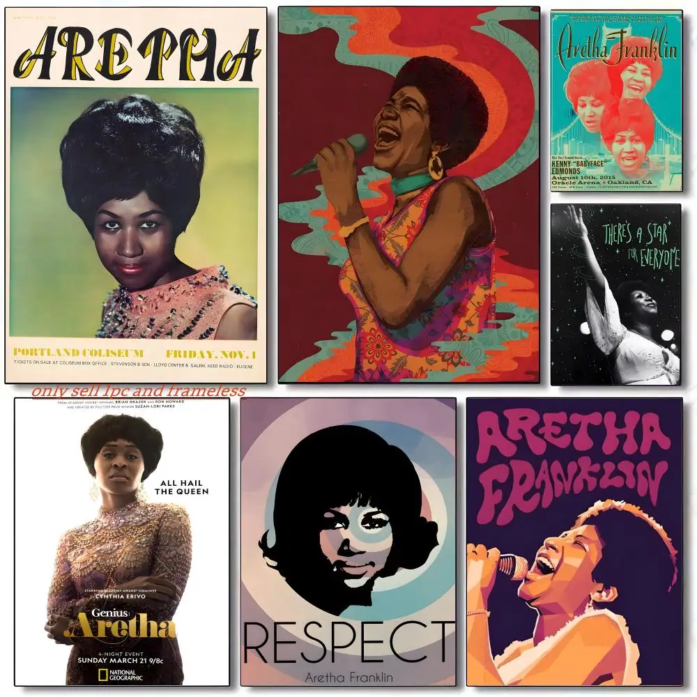 Queen of Soul Music A-Aretha Franklin Poster Wall art poster paintings are suitable for clubs living rooms and bedroom