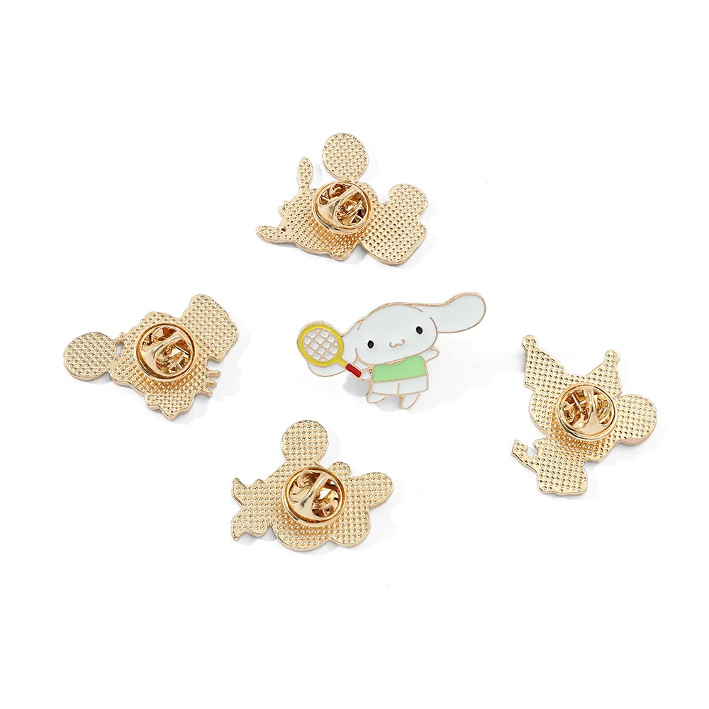 5 Pcs Animal Badminton Brooch Cute Hello Kitty Kulomi Enamel Pin Pochacco Metal Badge Backpack Clothing Jewelry Festival Gift