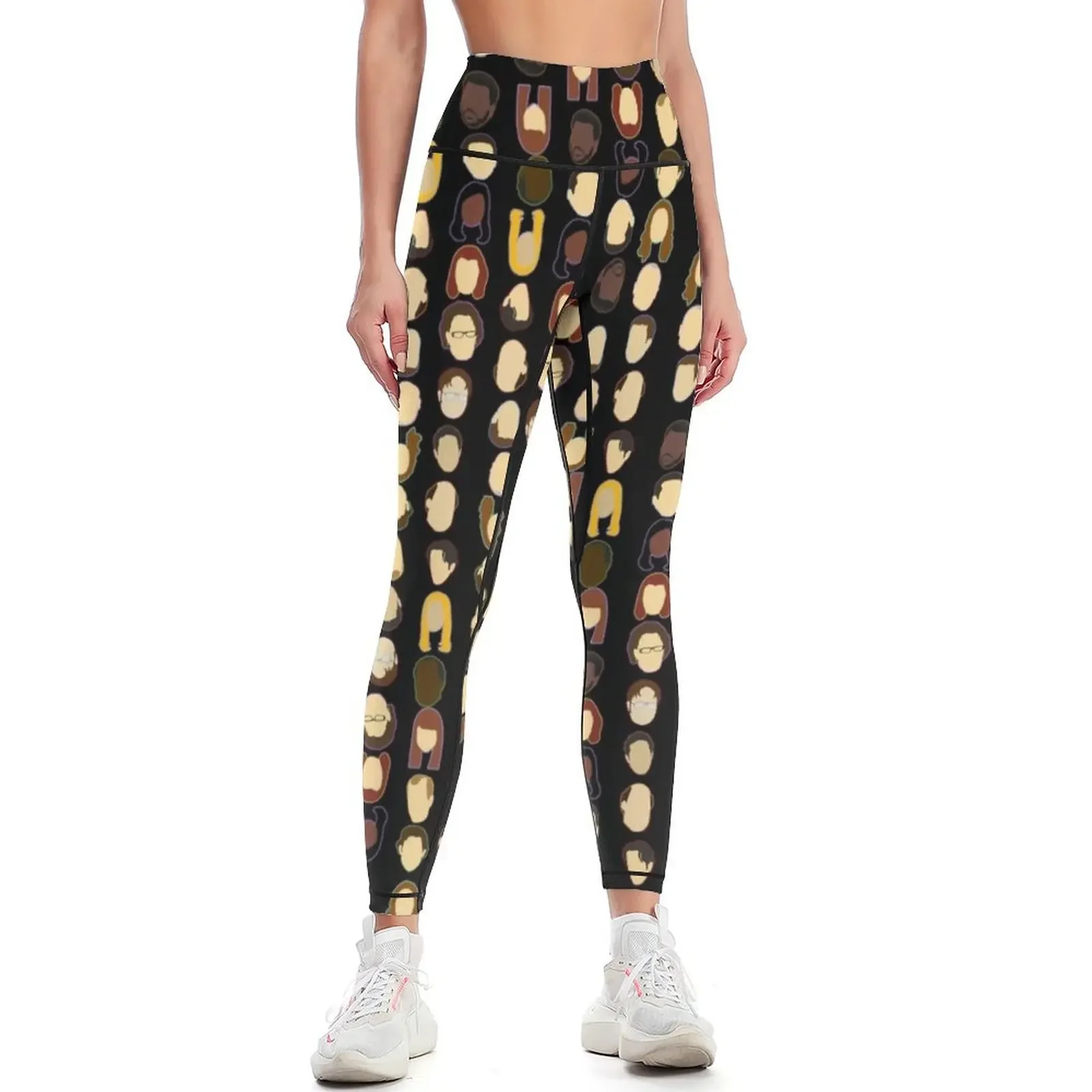The Office Heads - Black Background Leggings Women's pants Sweatpants gym wear Golf wear Womens Leggings