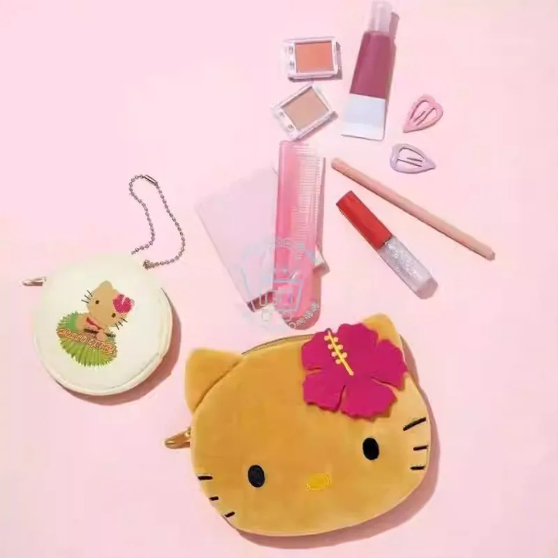 

Kawaii Japanese Miscellaneous Appendix Black Leather Hellokittys Coin Wallet Sanrios Cute Cartoon Coin Headphones ID Storage Bag