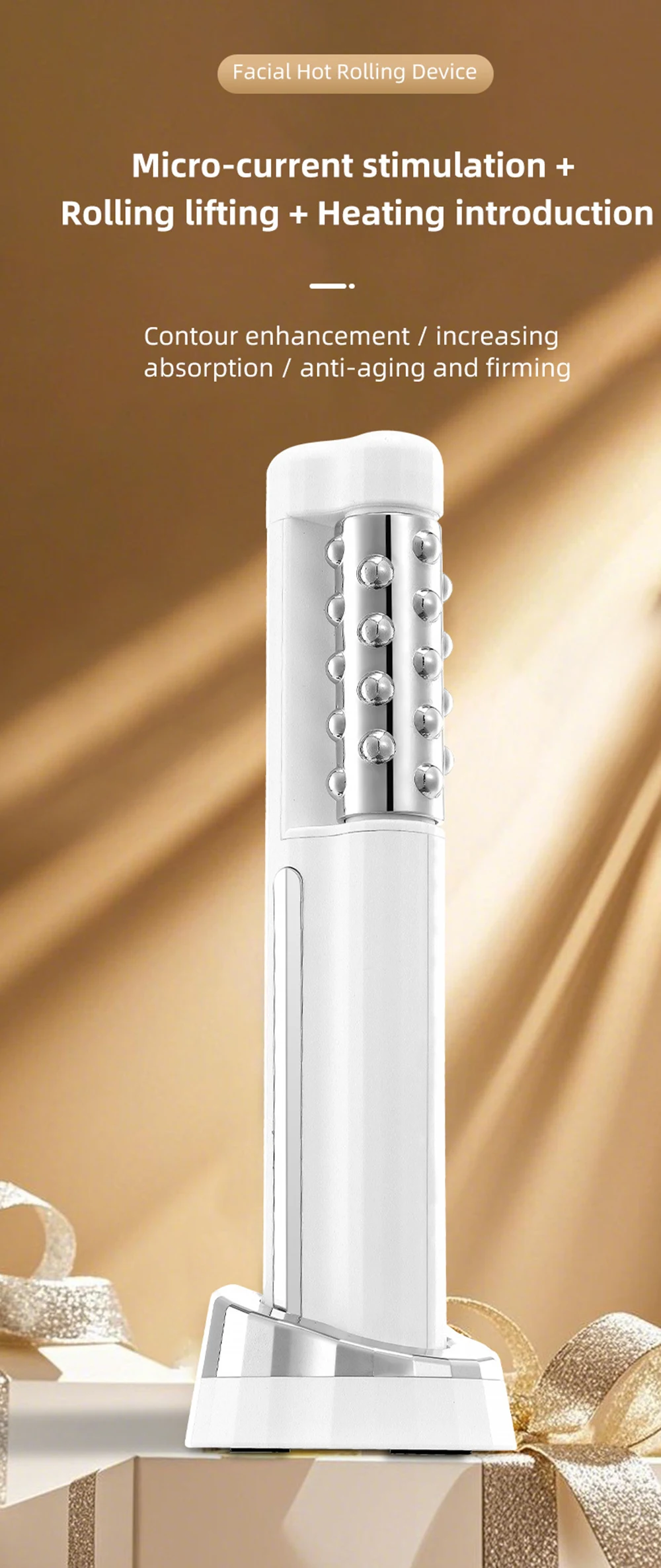 2026 Latest Facial Rolling Massager Device Heated Roller Firming