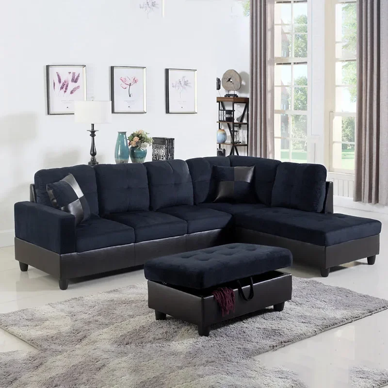 Nordic Living Room Dark Blue Brown Beige And Brown Color Lint And Couch Living Room Sofa Set B