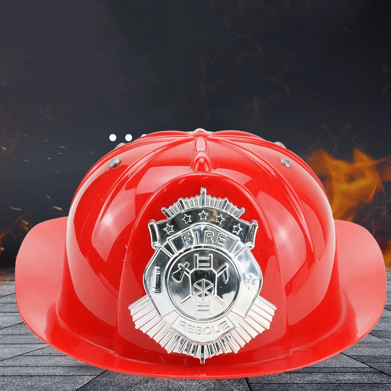 Kids Simulation Firefighter Hat Plastic Fireman Helmet Fire Chief Safety Play House Dress Up Cosplay Toys For Boys Girls