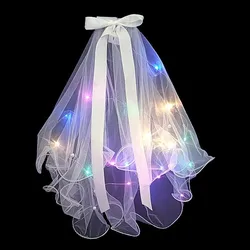 LED Bride Wedding Veil Light Up Bridal Veils with Hair Clip Tulle Party Festival Halloween Costume