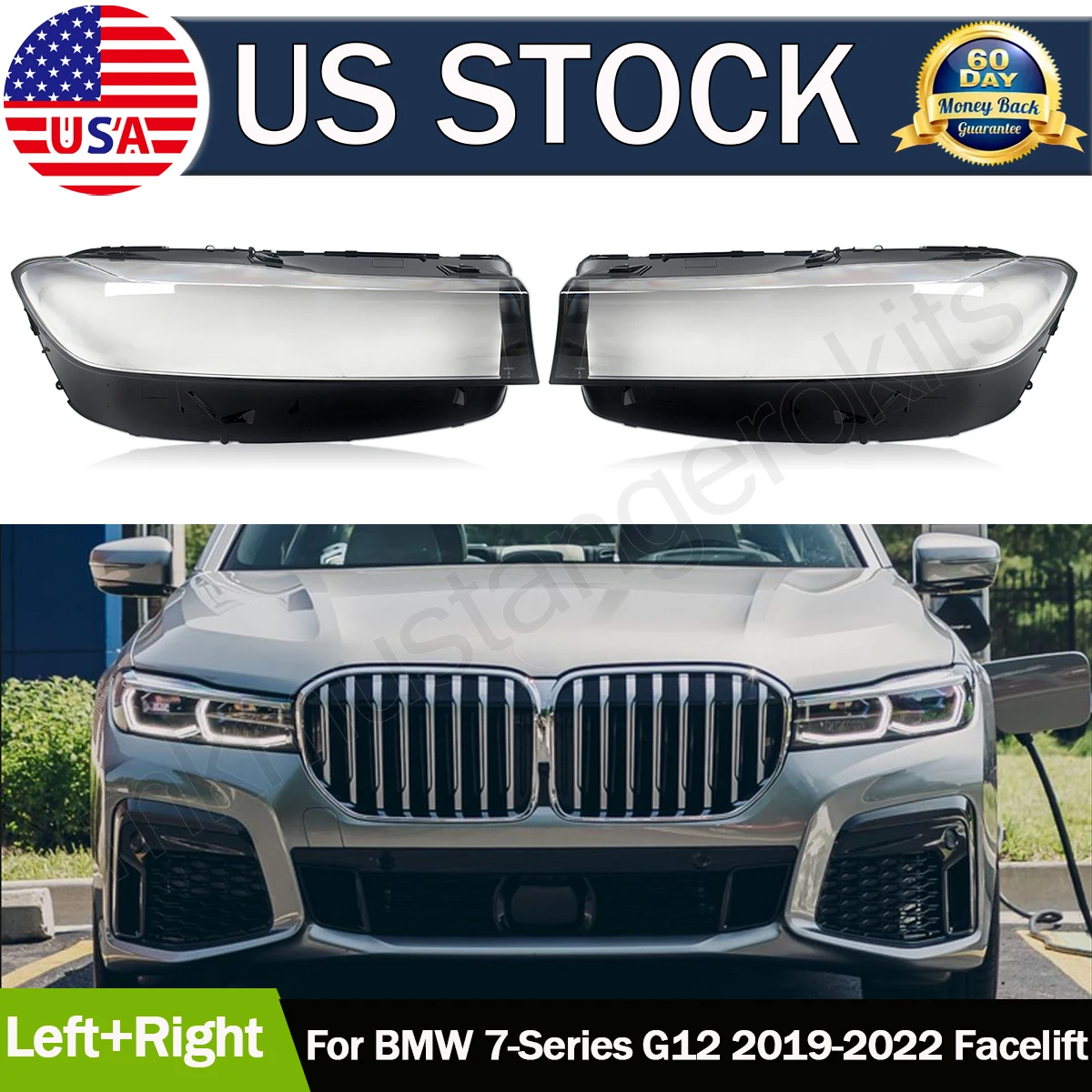 

SAIQINGSP One Pair Headlight Lens For 2019-2022 BMW 7 Series G12 model Car Accessories Tools