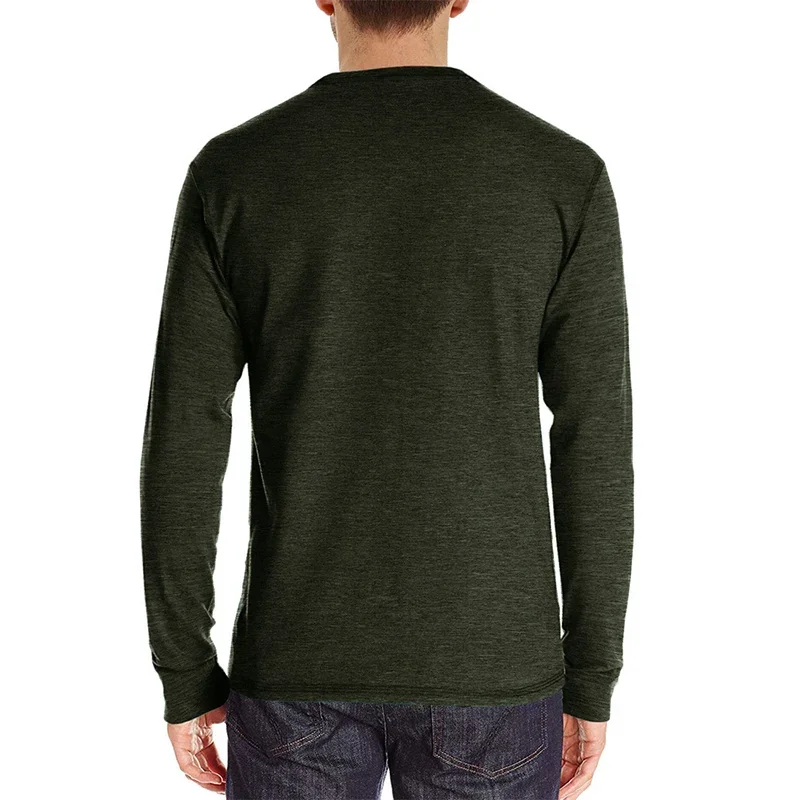Pop Parklees Grey Waffle Mens Henley Shirt Casual Solid Breathable High Quality Shirts Regular Fit Long Sleeve Basic Tops Tees H