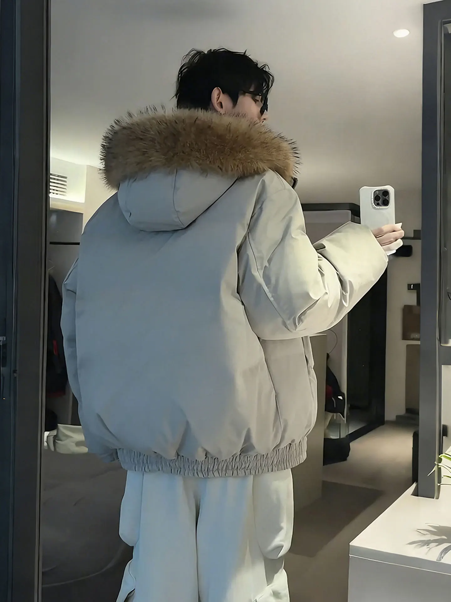 

Мужская зимняя теплая куртка-парка Thiened American Sle с большим меховым воротником, утепленная хлопком, с капюшоном, для работы