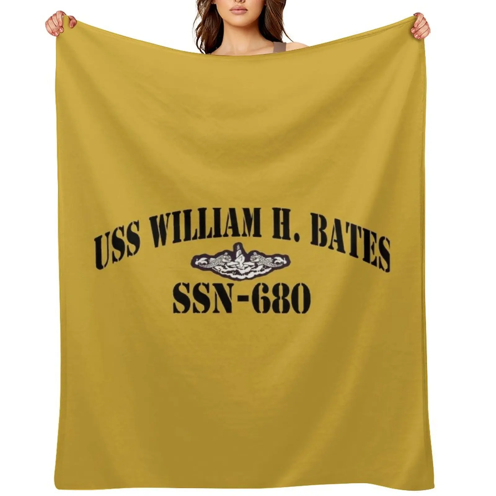 USS WILLIAM H. BATES (SSN-680) SHIP'S STORE Throw Blanket warm winter Bed linens Plaid on the sofa Large Sofas Blankets