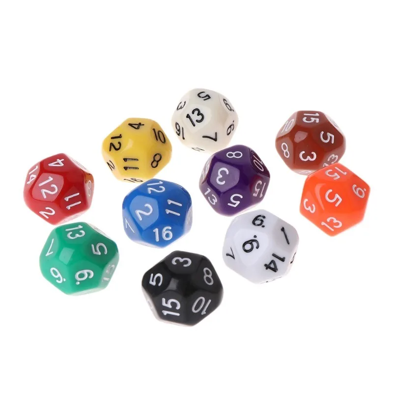 Dados de conteo de números de varios lados, juego de comercio exterior, nuevo producto, 16 caras, 5 piezas por juego