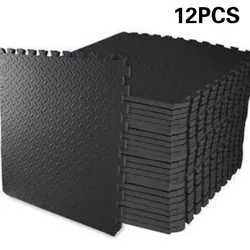 12PCS 30x30cm EVA Leaf Grain Floor Mats Sports Protection Gym Mat Yoga Fitness Non-Slip Splicing Rugs Thicken Family Exercise