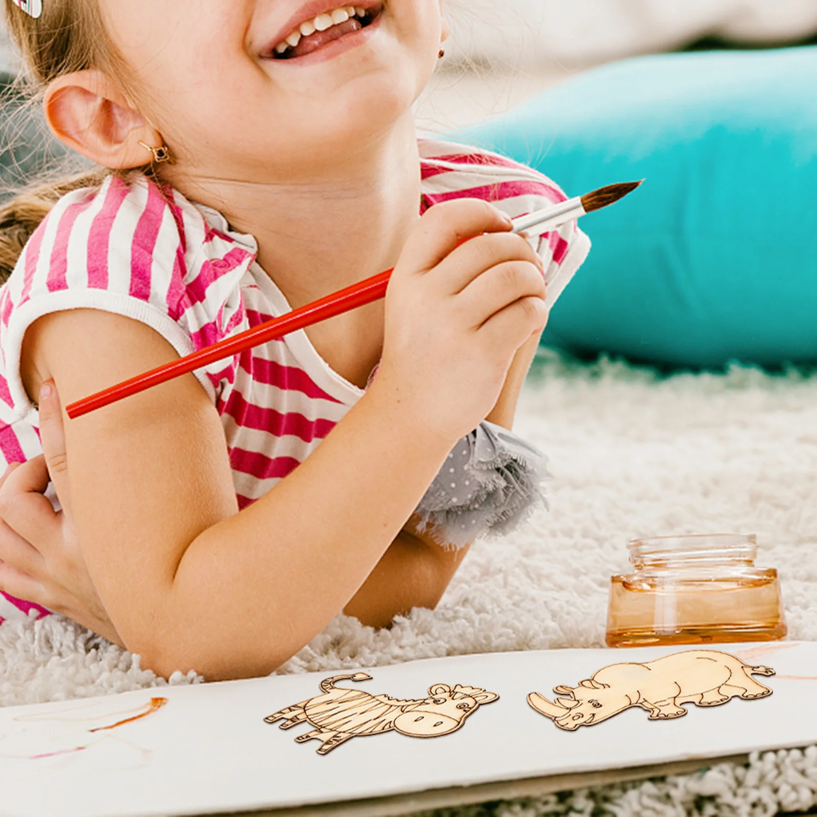 

40Pcs Wooden Animal Blank Cutouts Unfinished Shapes DIY Painting Craft Wood Decoration Slices Wooden Animal Cutout