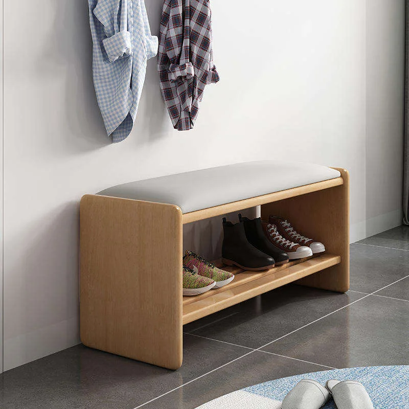 

Solid Wood Shoe-changing Stool:modern Minimalist Entryway Seating With Dual Shoe-changing&storage Functions