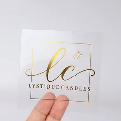 Logotipo personalizado personalizado adesivos, claro, transparente, folha de ouro, prata, negócios, casamento, 100pcs por lote